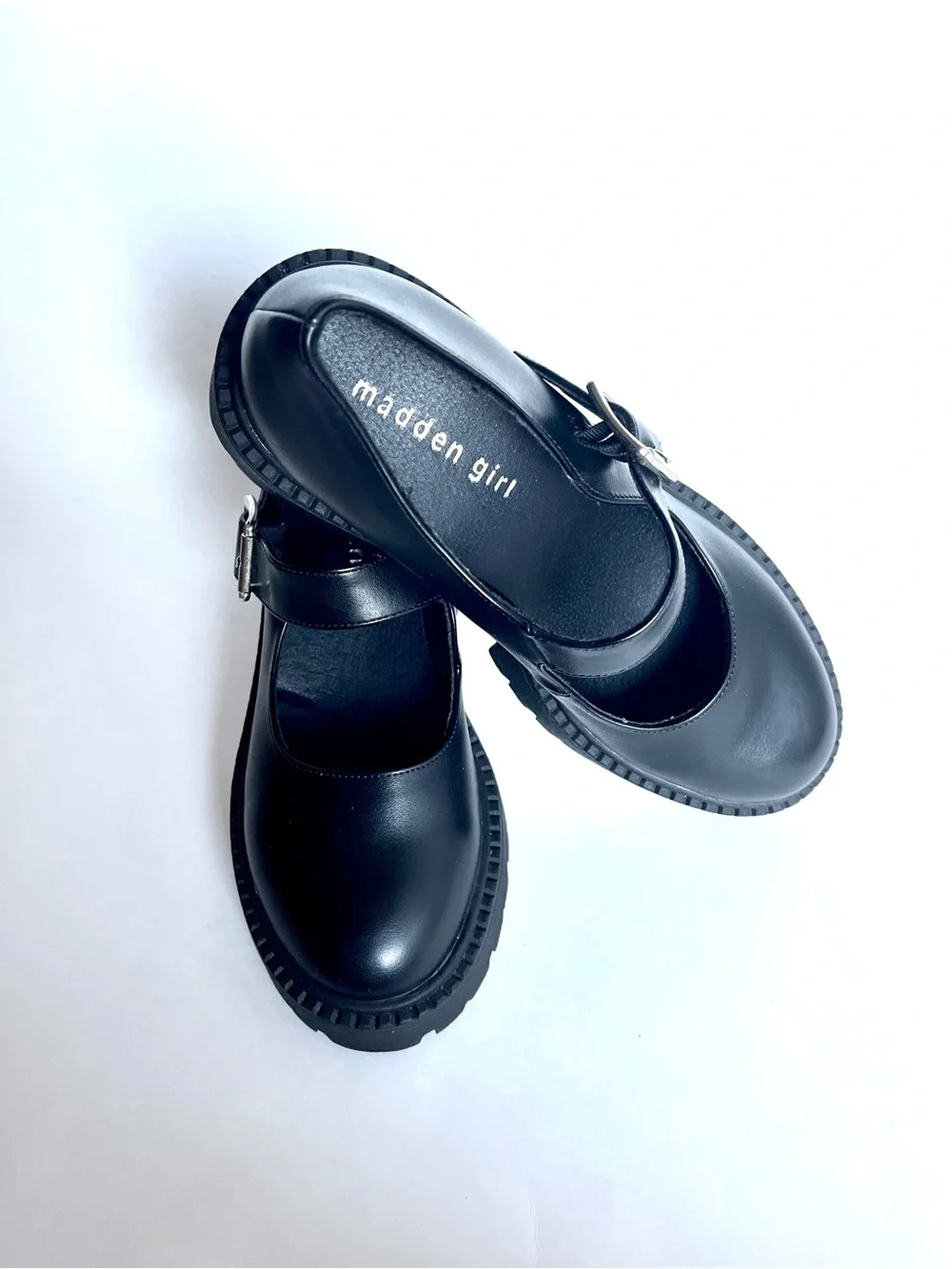 Madden Girl Black Platform Mary Janes US 6.5 EU 37.5 Goth Chunky Lug Soles Heels